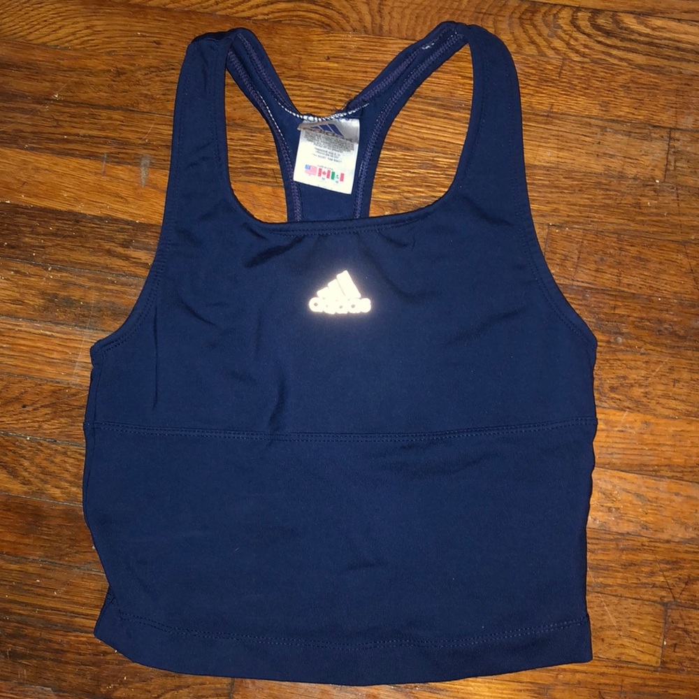 blue adidas sports bra/top